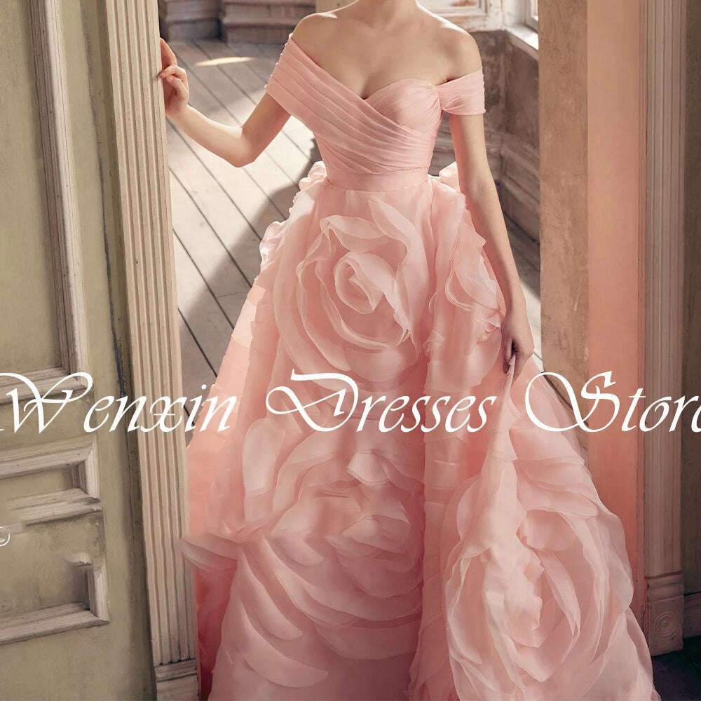 KIMLUD, Customized Elegant Flowers Chiffon Off the Shoulder Evening Dress Delicate Boat Neck A-Line Short Sleeves Homecoming Gowns, Photo Color / 22W / CHINA, KIMLUD APPAREL - Womens Clothes