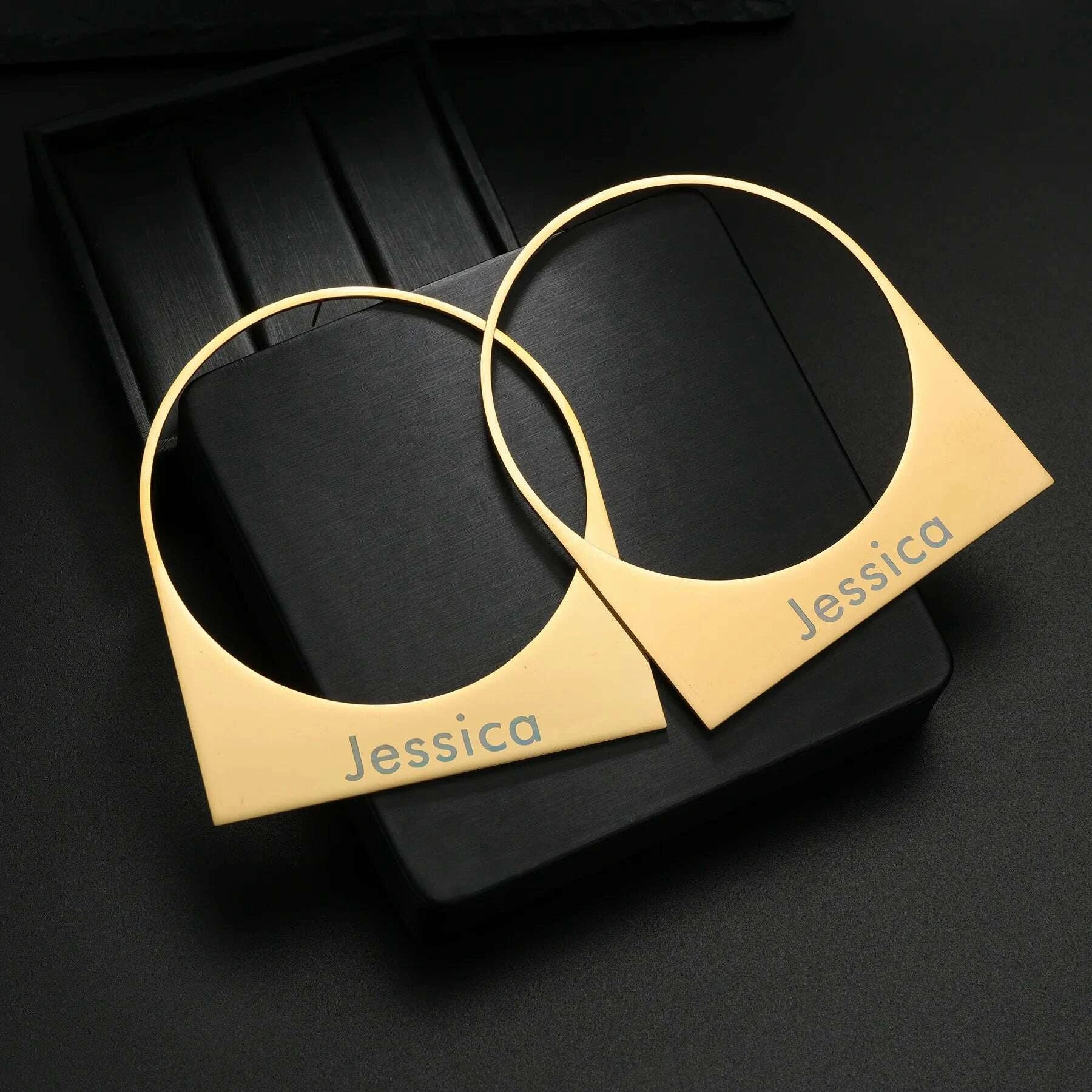 Customized Engrave Name Big Earrings Stainless Steel Personalized Custom Exaggerate Earring for Women Girl Birthday Jewelry Gift