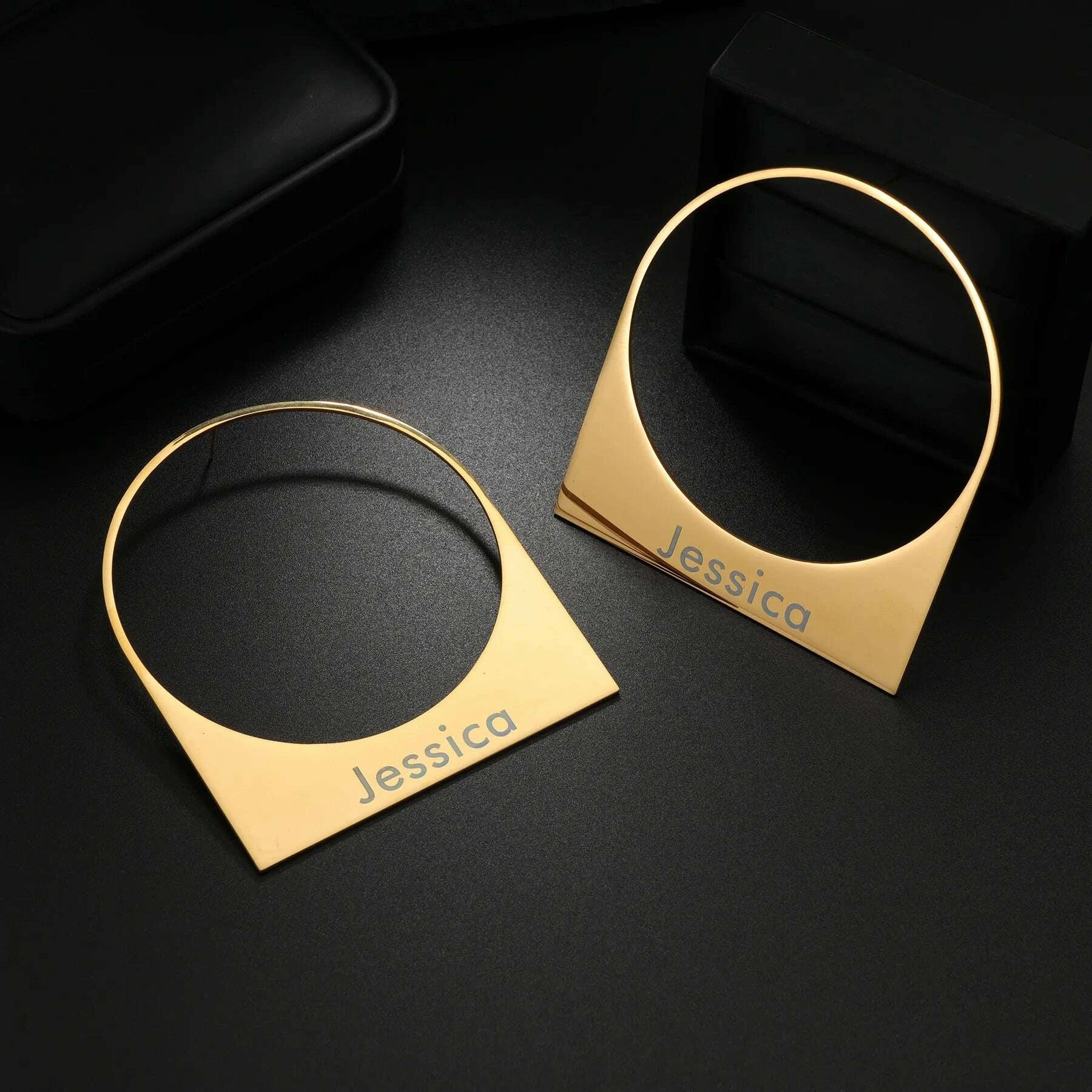 Customized Engrave Name Big Earrings Stainless Steel Personalized Custom Exaggerate Earring for Women Girl Birthday Jewelry Gift