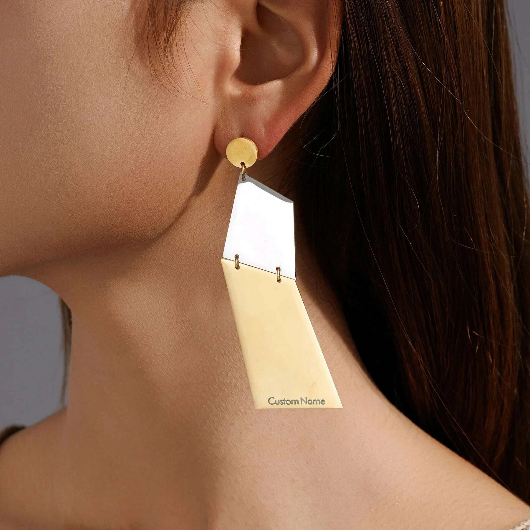 Customized Engrave Name Big Earrings Stainless Steel Personalized Custom Exaggerate Earring for Women Girl Birthday Jewelry Gift