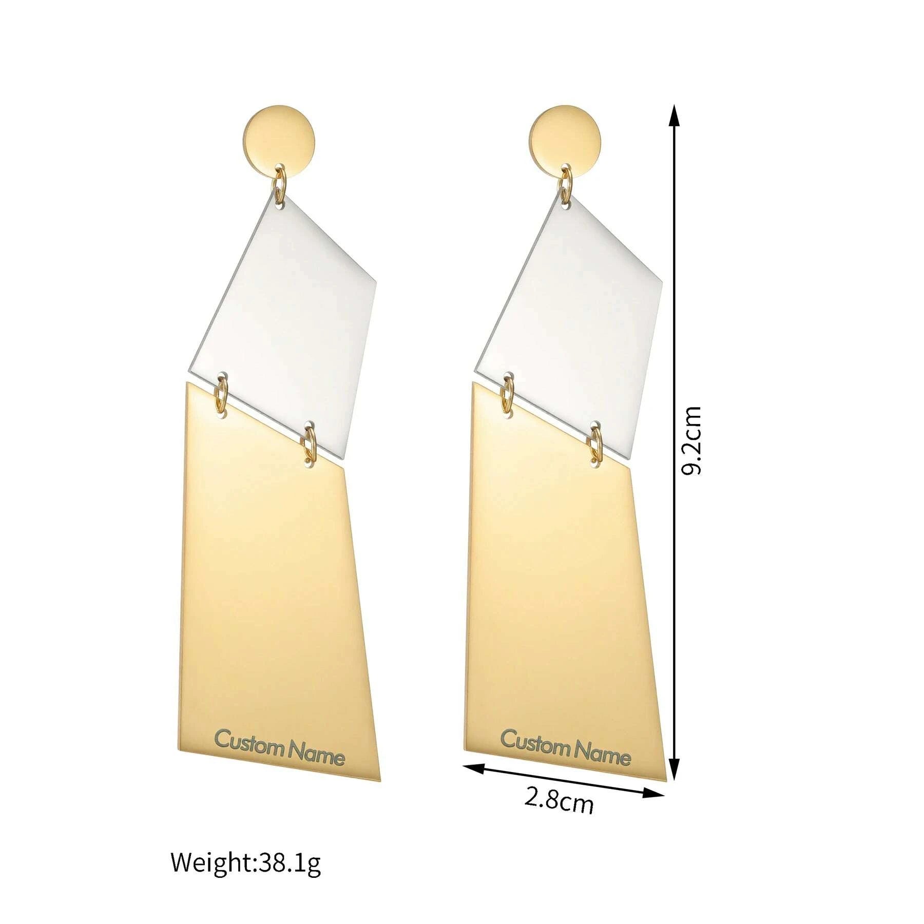 Customized Engrave Name Big Earrings Stainless Steel Personalized Custom Exaggerate Earring for Women Girl Birthday Jewelry Gift