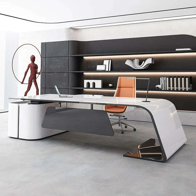 custom.Senior Lacquer Desk Designer High-end President Table Fashion White Manager in Charge of Big Class Desk