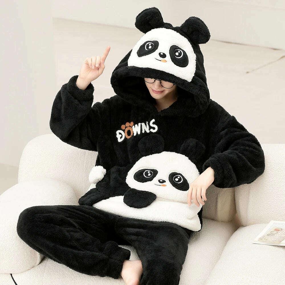 KIMLUD, Cute Pajamas For Men Thick Plush Fleece Pajama Sets Winter Coral Velvet Warm Flannel Clothes Home Suit Male Sleepwear Пижама, KIMLUD Womens Clothes