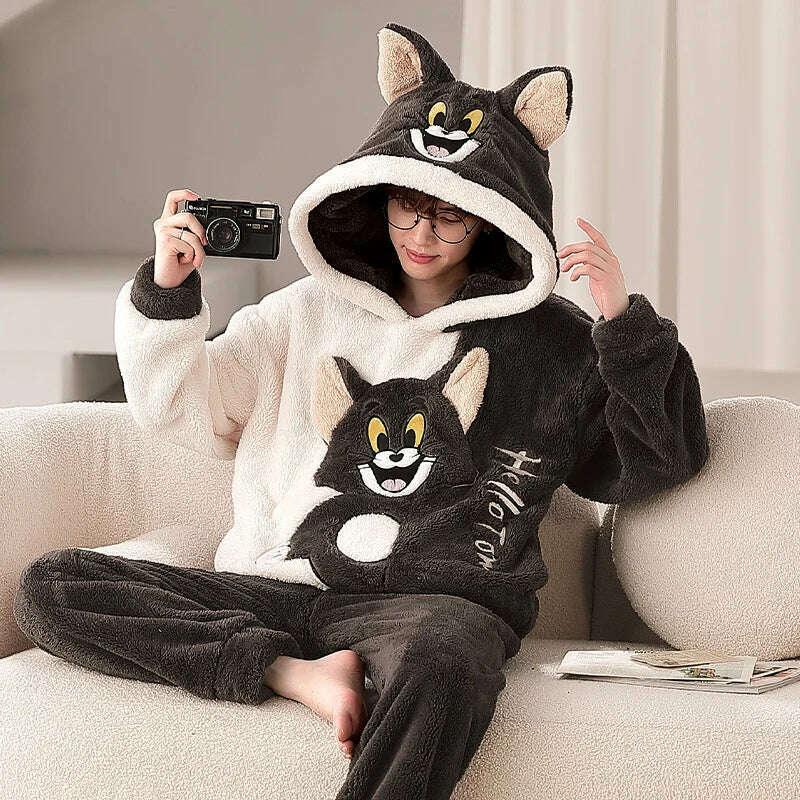 KIMLUD, Cute Pajamas For Men Thick Plush Fleece Pajama Sets Winter Coral Velvet Warm Flannel Clothes Home Suit Male Sleepwear Пижама, KIMLUD Womens Clothes