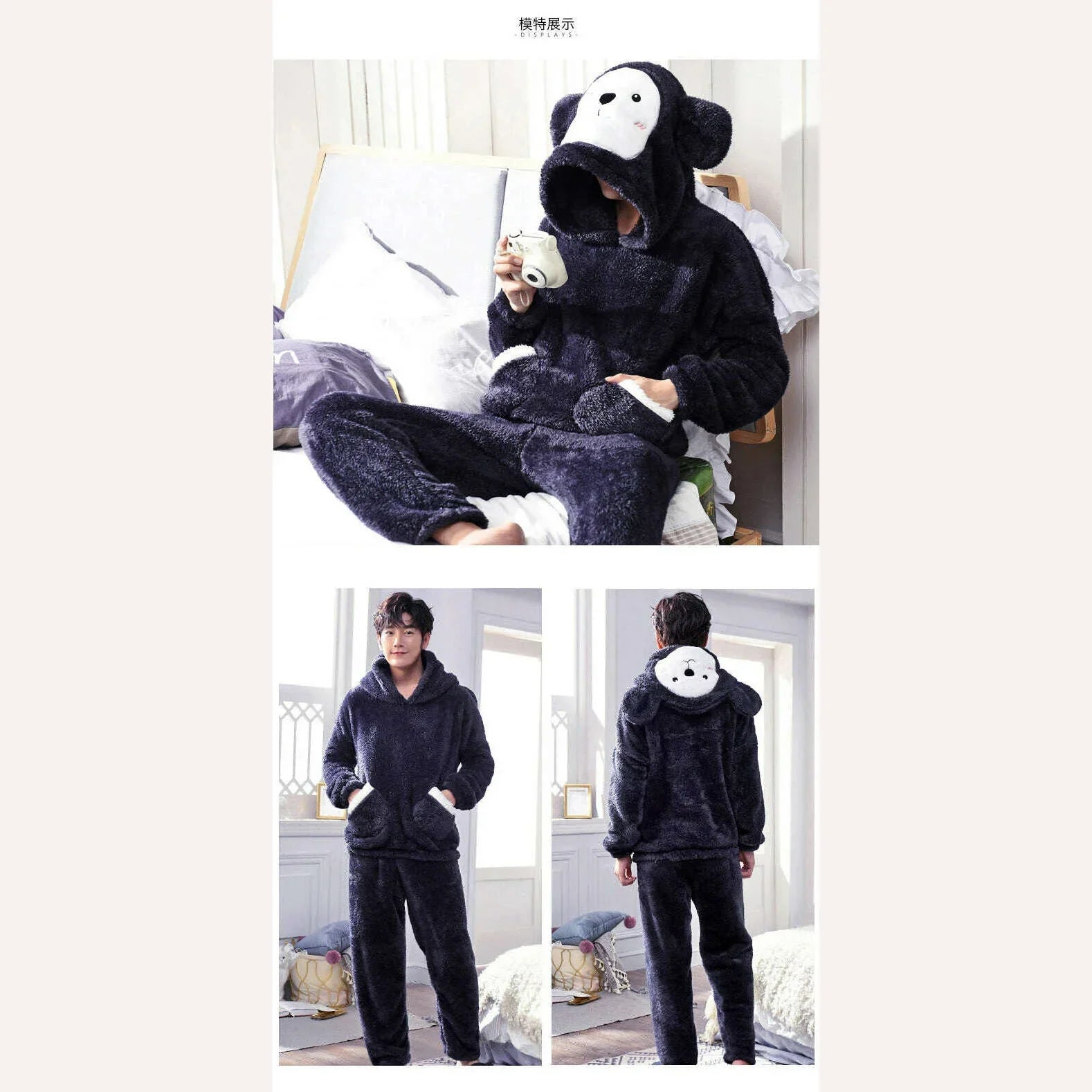 KIMLUD, Cute Pajamas For Men Thick Plush Fleece Pajama Sets Winter Coral Velvet Warm Flannel Clothes Home Suit Male Sleepwear Пижама, KIMLUD Womens Clothes