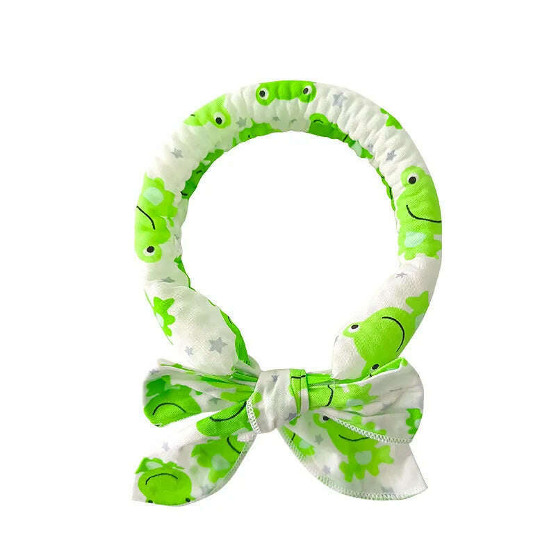 KIMLUD, Cute Print Dog Cooling Collar Summer Dog Collar Cool Pet Dog Cooling Bandana Adjustable Ice Scarf Heatstroke Pet Dog Accessories, Green Frog, KIMLUD APPAREL - Womens Clothes