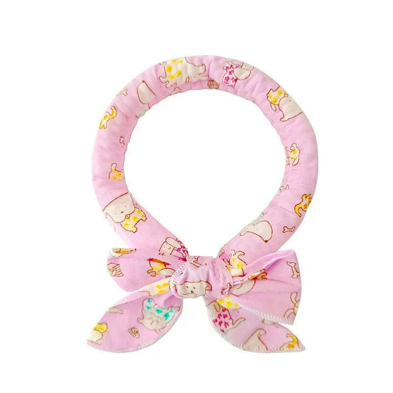 KIMLUD, Cute Print Dog Cooling Collar Summer Dog Collar Cool Pet Dog Cooling Bandana Adjustable Ice Scarf Heatstroke Pet Dog Accessories, Pink Animal, KIMLUD APPAREL - Womens Clothes