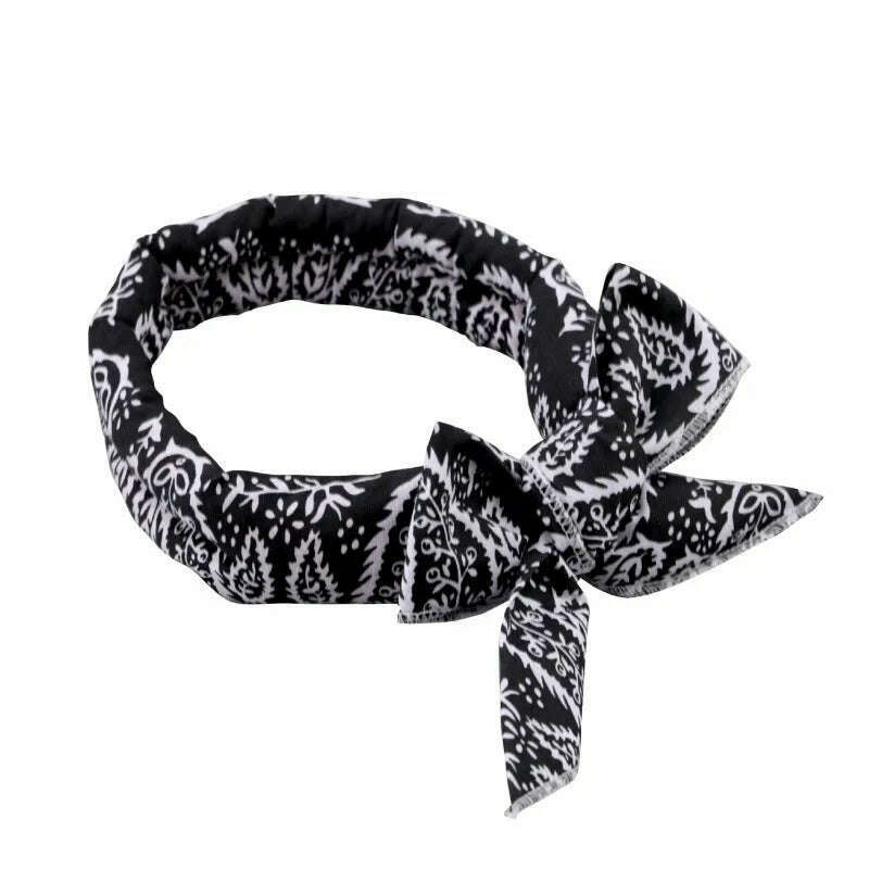 KIMLUD, Cute Print Dog Cooling Collar Summer Dog Collar Cool Pet Dog Cooling Bandana Adjustable Ice Scarf Heatstroke Pet Dog Accessories, Black Leaf, KIMLUD APPAREL - Womens Clothes