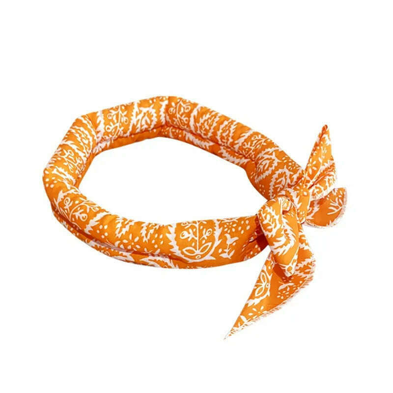 KIMLUD, Cute Print Dog Cooling Collar Summer Dog Collar Cool Pet Dog Cooling Bandana Adjustable Ice Scarf Heatstroke Pet Dog Accessories, Orange Leaf, KIMLUD APPAREL - Womens Clothes