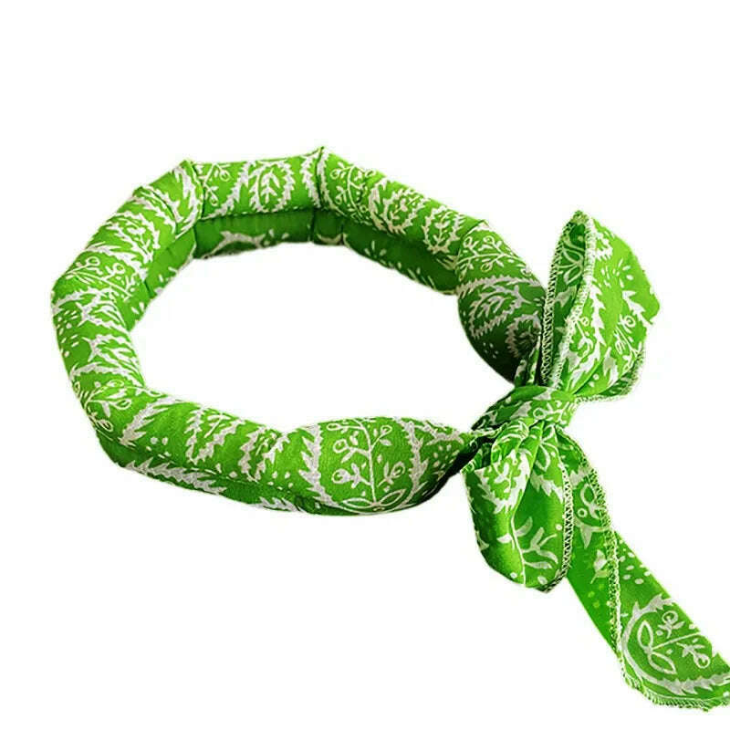 KIMLUD, Cute Print Dog Cooling Collar Summer Dog Collar Cool Pet Dog Cooling Bandana Adjustable Ice Scarf Heatstroke Pet Dog Accessories, Green Leaf, KIMLUD APPAREL - Womens Clothes