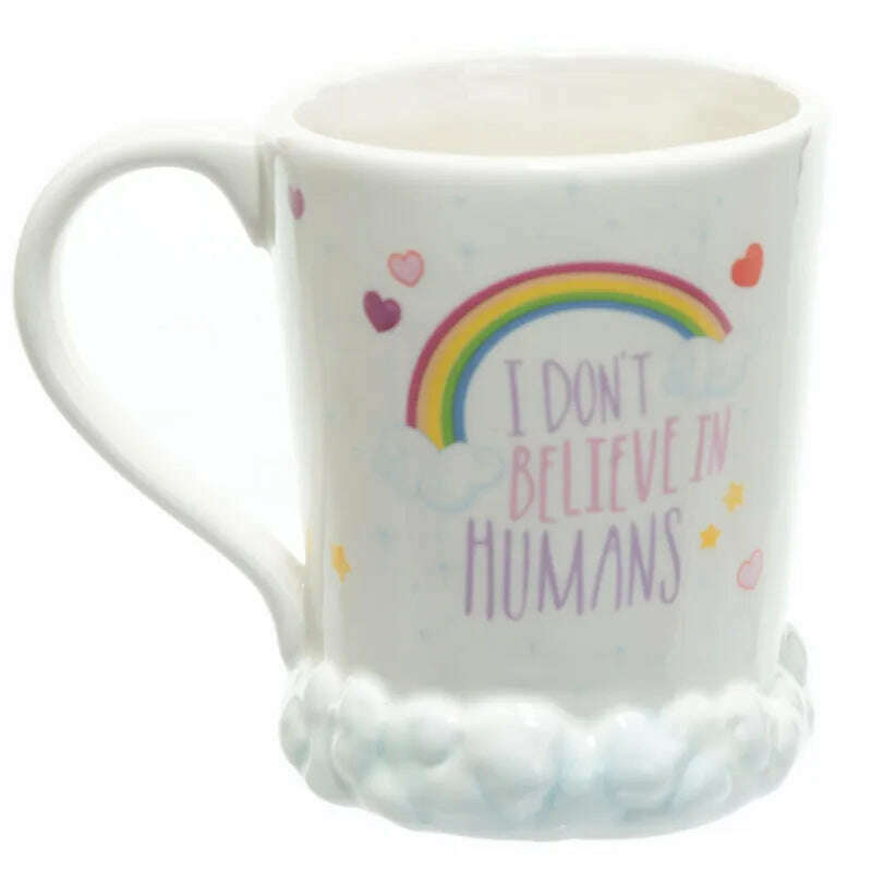 KIMLUD, Cute Quirky Rainbow Clouds Unicorn Mug I Dont Believe In Humans Coffee Cup Magical Horse Tea Milk Mugs And Cups, KIMLUD Womens Clothes