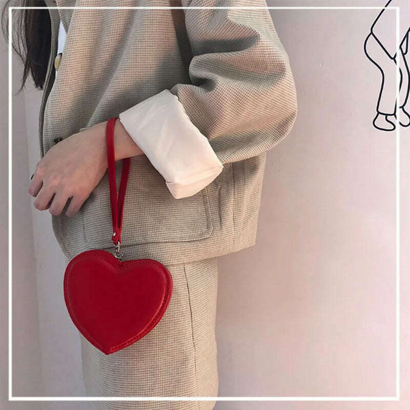 Cute Wallets for Women 2023 Fashion Wallet Card Coin PU Leather Purse with Zipper Girl Holder Lady Heart Shape Kawaii Clutch Bag - KIMLUD