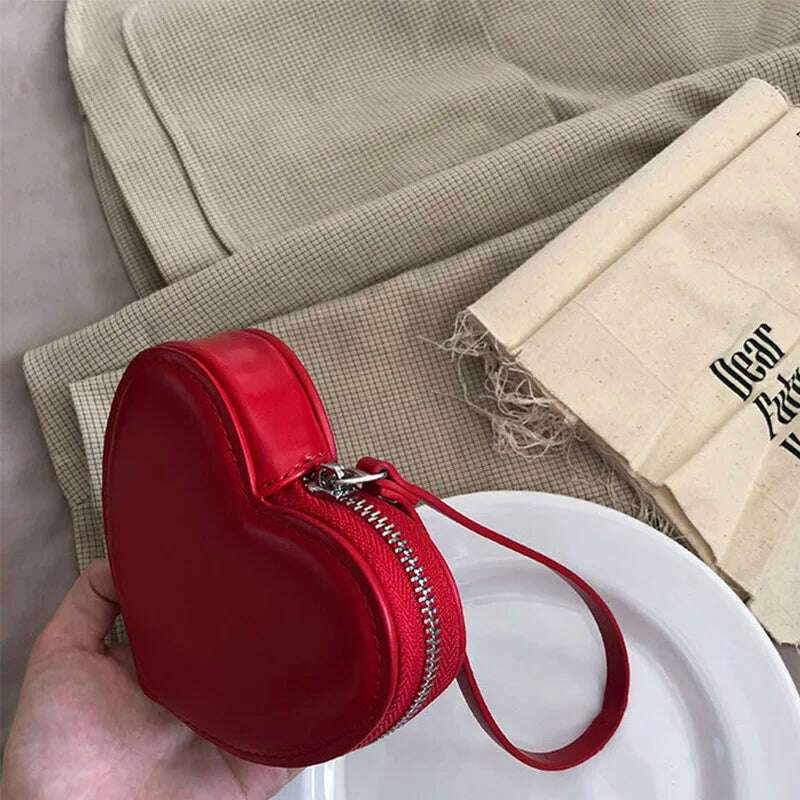 Cute Wallets for Women 2023 Fashion Wallet Card Coin PU Leather Purse with Zipper Girl Holder Lady Heart Shape Kawaii Clutch Bag - KIMLUD