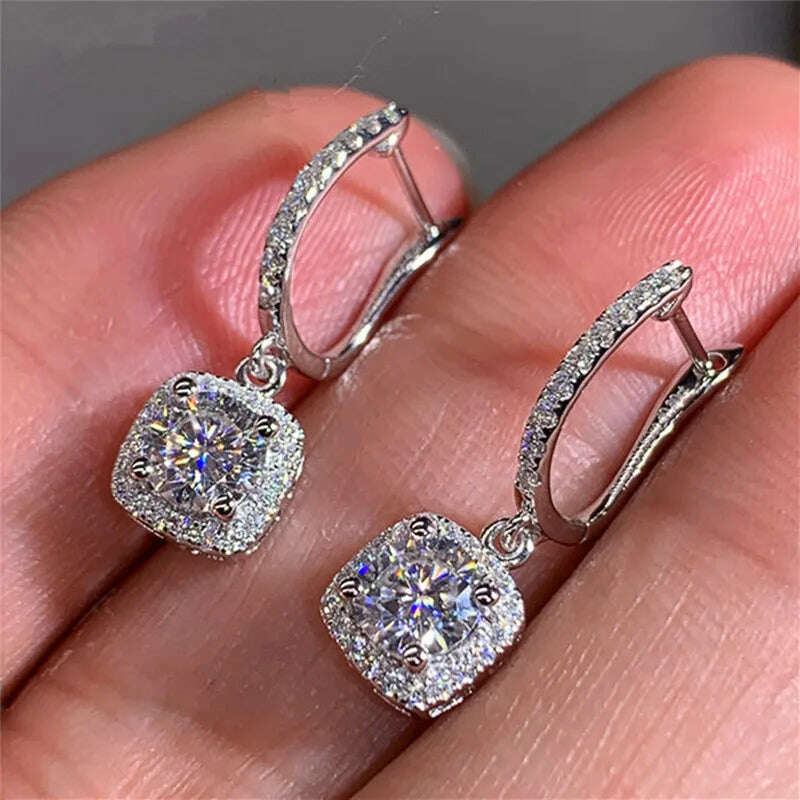 KIMLUD, D Moissanite 3ct Earrings 925 Sterling Silver Original Certified Moissanite 1ct Hoop Drop Dangle Earrings 2ct Huggie for Women, KIMLUD Womens Clothes