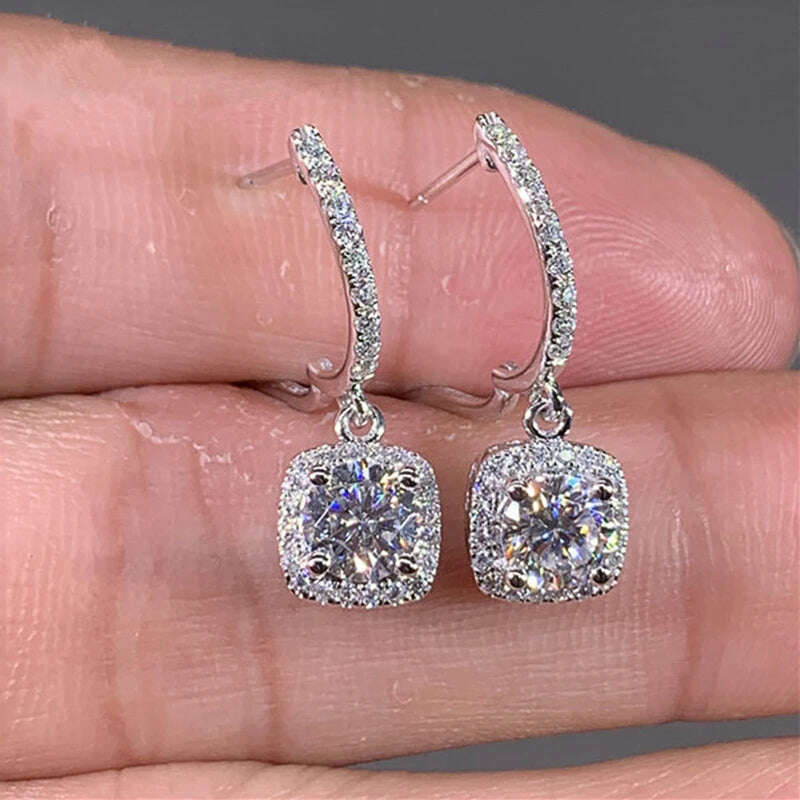 KIMLUD, D Moissanite 3ct Earrings 925 Sterling Silver Original Certified Moissanite 1ct Hoop Drop Dangle Earrings 2ct Huggie for Women, KIMLUD Womens Clothes