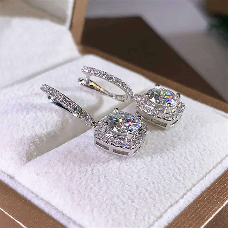 KIMLUD, D Moissanite 3ct Earrings 925 Sterling Silver Original Certified Moissanite 1ct Hoop Drop Dangle Earrings 2ct Huggie for Women, KIMLUD Womens Clothes