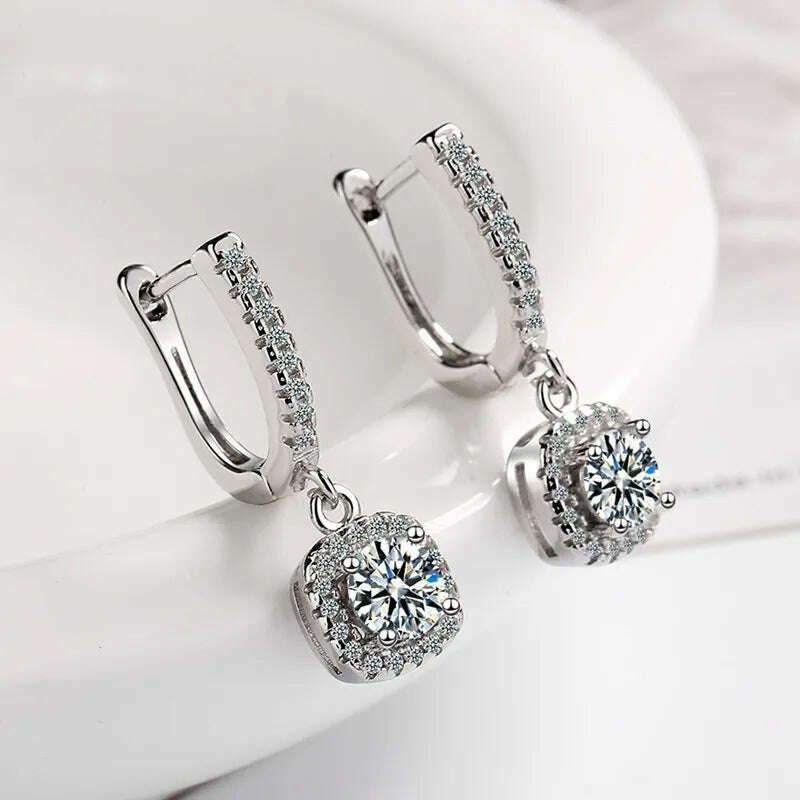 KIMLUD, D Moissanite 3ct Earrings 925 Sterling Silver Original Certified Moissanite 1ct Hoop Drop Dangle Earrings 2ct Huggie for Women, KIMLUD Womens Clothes