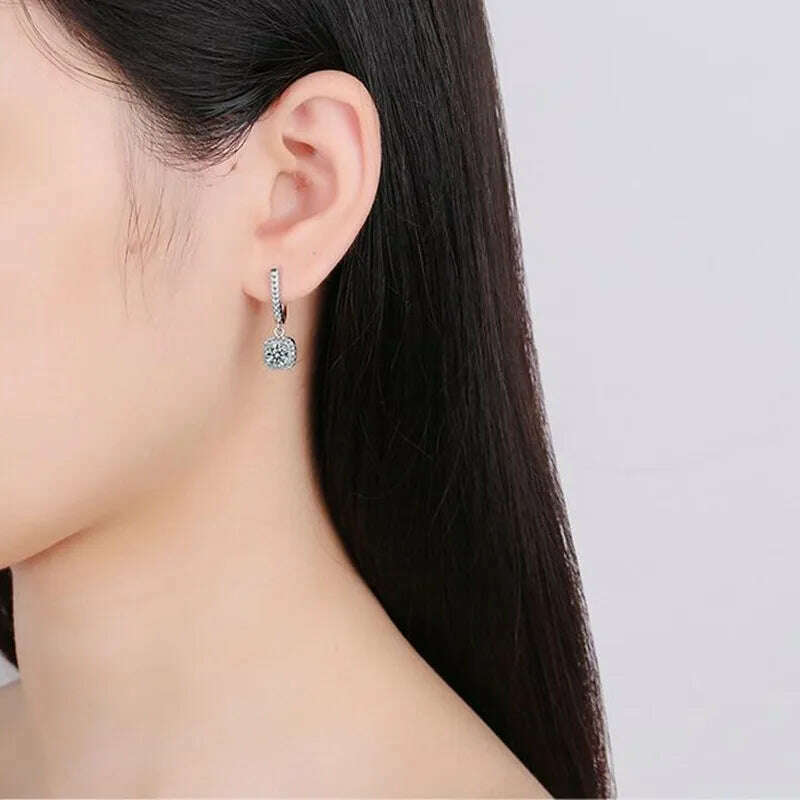 KIMLUD, D Moissanite 3ct Earrings 925 Sterling Silver Original Certified Moissanite 1ct Hoop Drop Dangle Earrings 2ct Huggie for Women, KIMLUD Womens Clothes