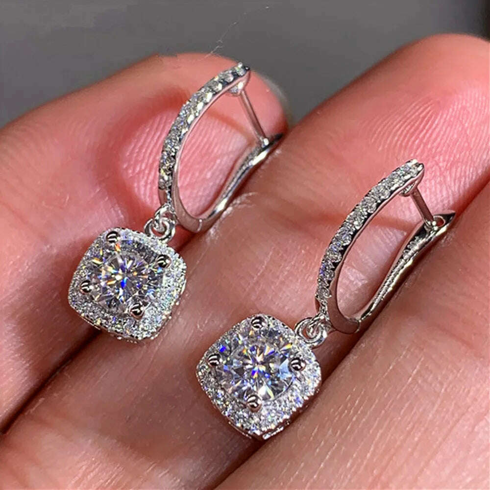 KIMLUD, D Moissanite 3ct Earrings 925 Sterling Silver Original Certified Moissanite 1ct Hoop Drop Dangle Earrings 2ct Huggie for Women, 6.5mm D Color, KIMLUD APPAREL - Womens Clothes