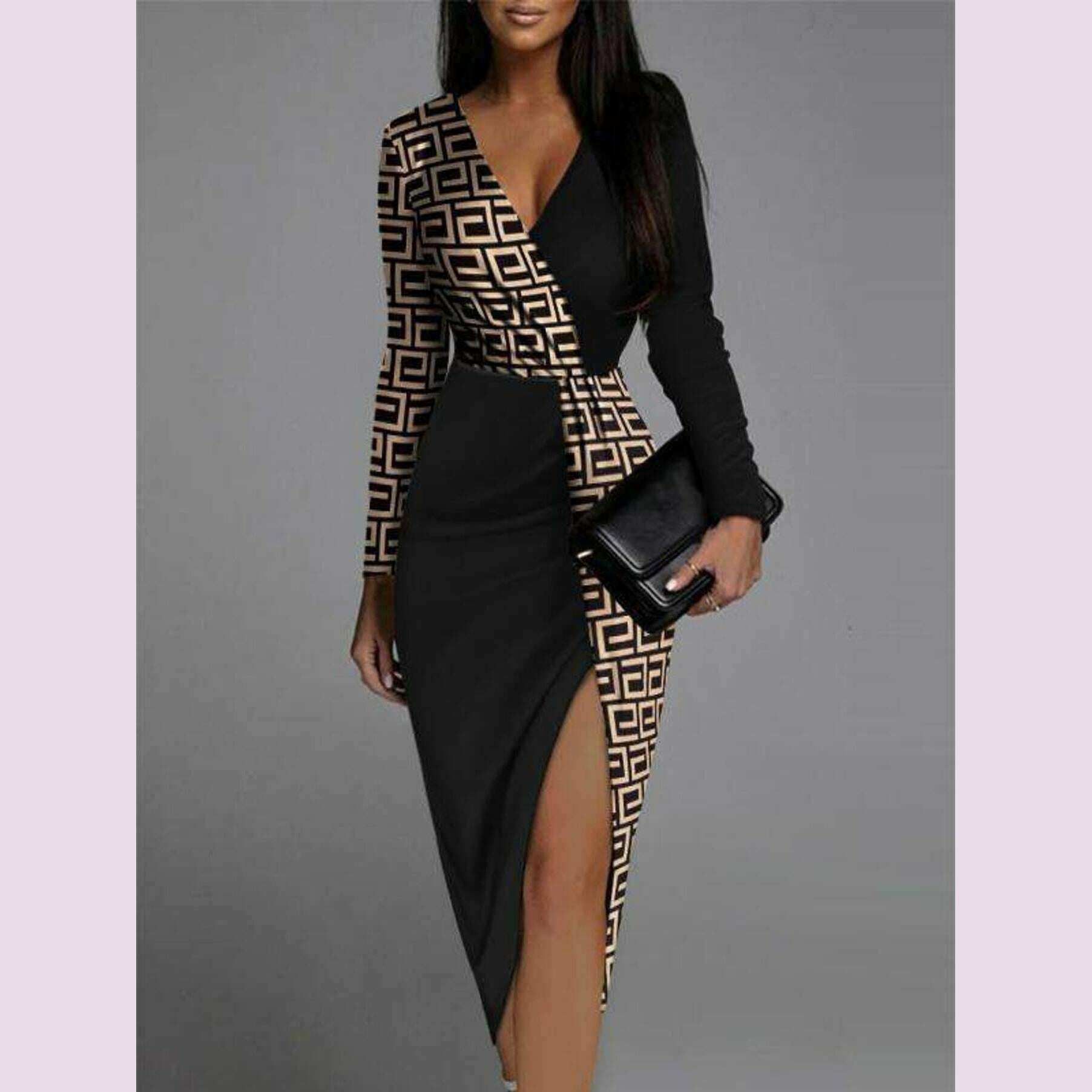 geometric-print-split-thigh-patchwork-bodycon-dresskimlud-womens-fashion-34625494