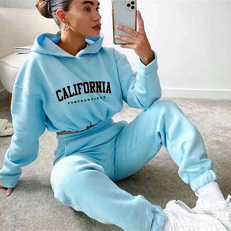 Daily Dressing Women's Tracksuit Hooded Drawstring Retract Your Waist Short Top Two Piece Set for Women Fashion Casual Hot Sales - KIMLUD