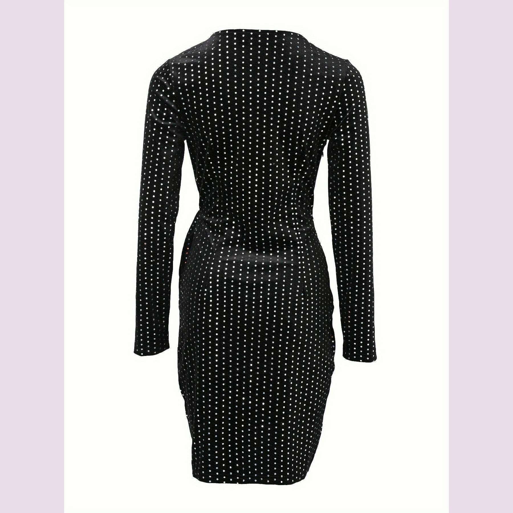 1pc-chic-v-neck-sequin-bodycon-dress-polyester-knit-fabric-with-contrast-sequin-detail-fallwinter-solid-color-adult-dresskimlud-womens-fashion-34626005