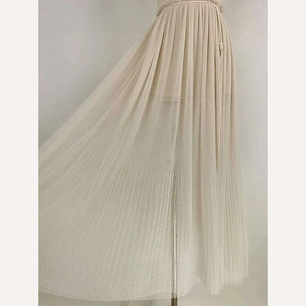 KIMLUD, DEAT Elegant Dress Gauze Embroidery O-Neck Slim Lace Up Waist Patchwork Slit Women's Holiday Dresses 2024 Summer New 13DB2220, KIMLUD Womens Clothes