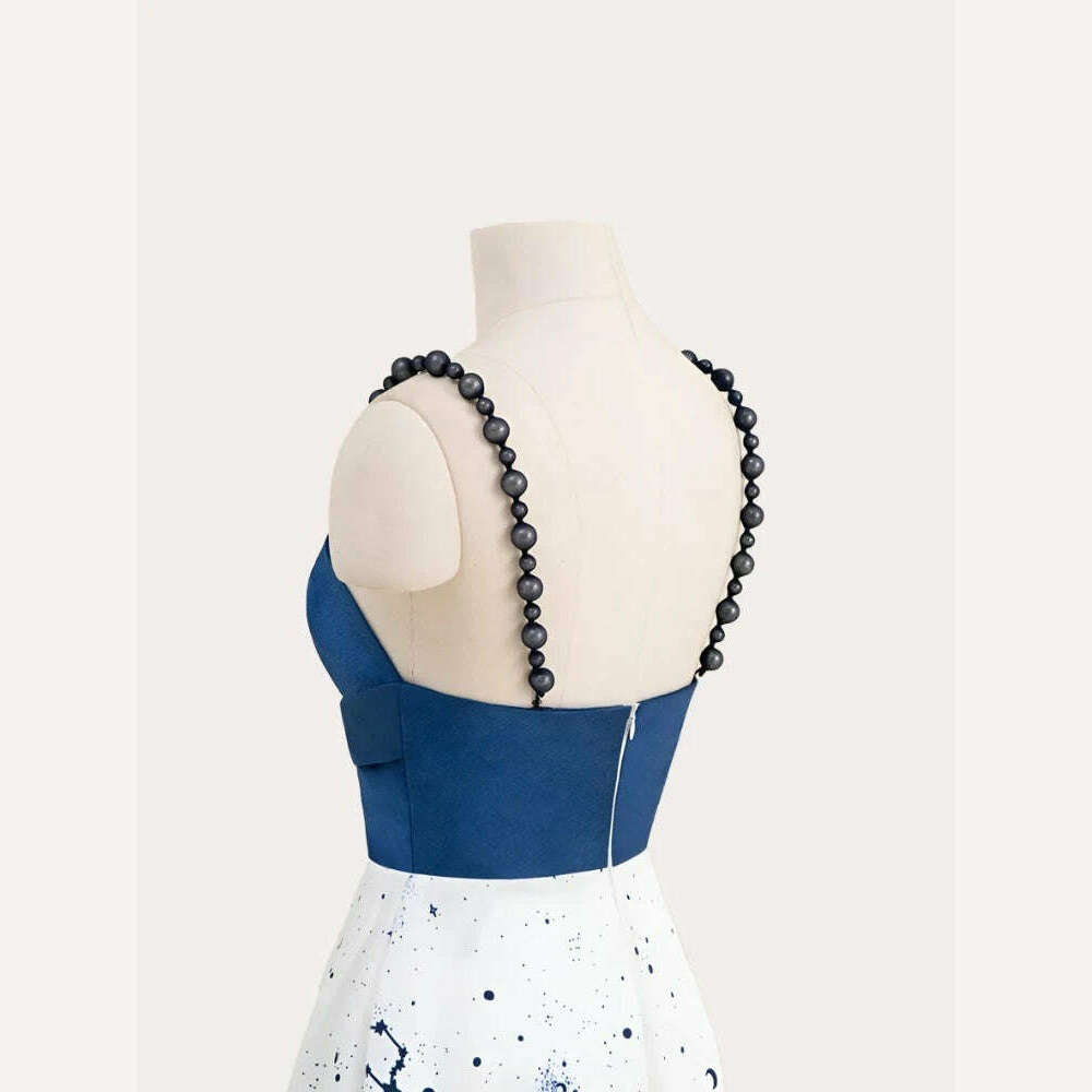KIMLUD, DEAT Elegant Dress Printing Contrast Color High Waist Slip Backless Women's Evening Party Dresses 2024 Summer New Fashion 35Z342, KIMLUD Womens Clothes