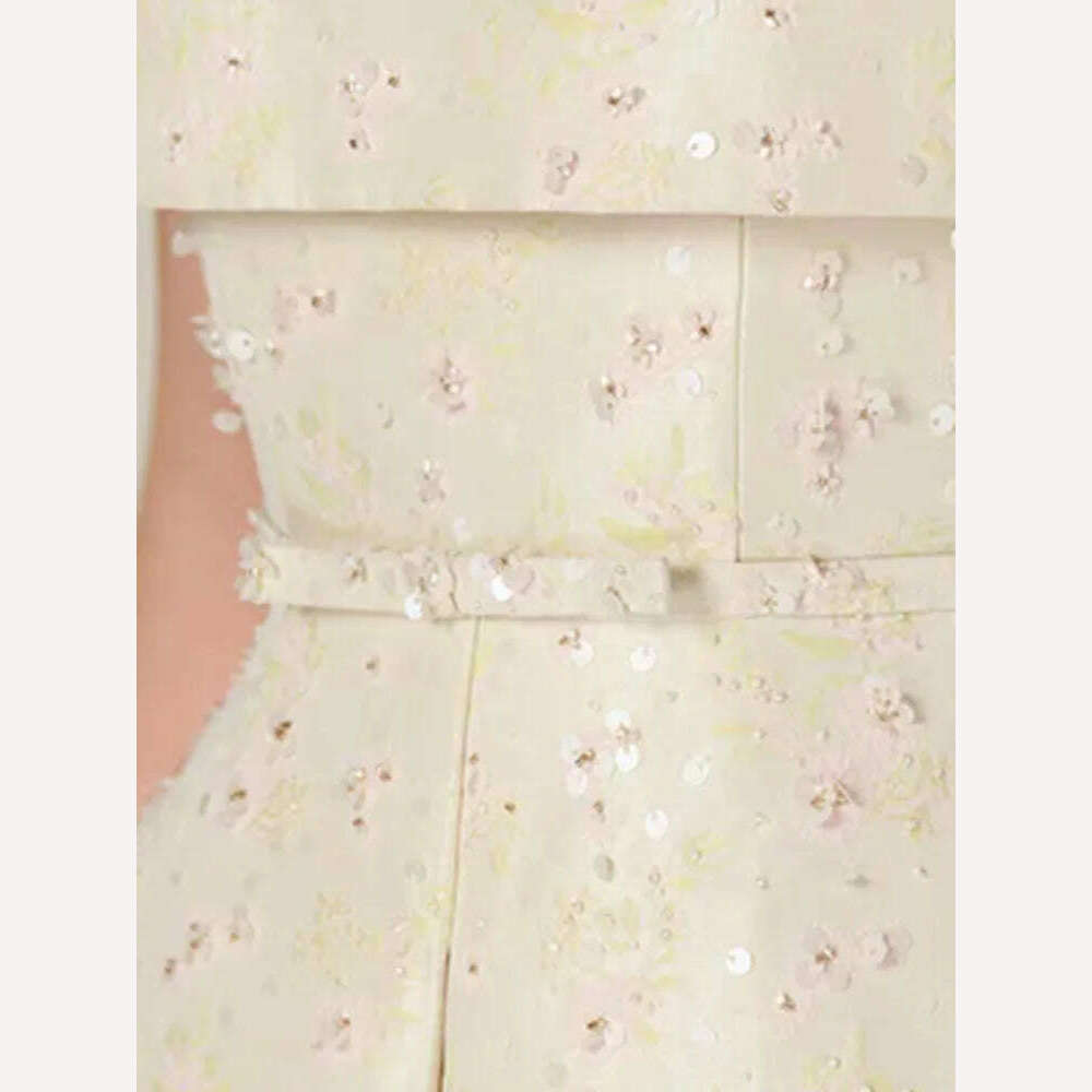 DEAT Elegant Dress Studded Beads Jacquard Sleeveless Backless Slit Ankle-length Women's Dresses 2024 Summer New Fashion 13DB4582 - KIMLUD