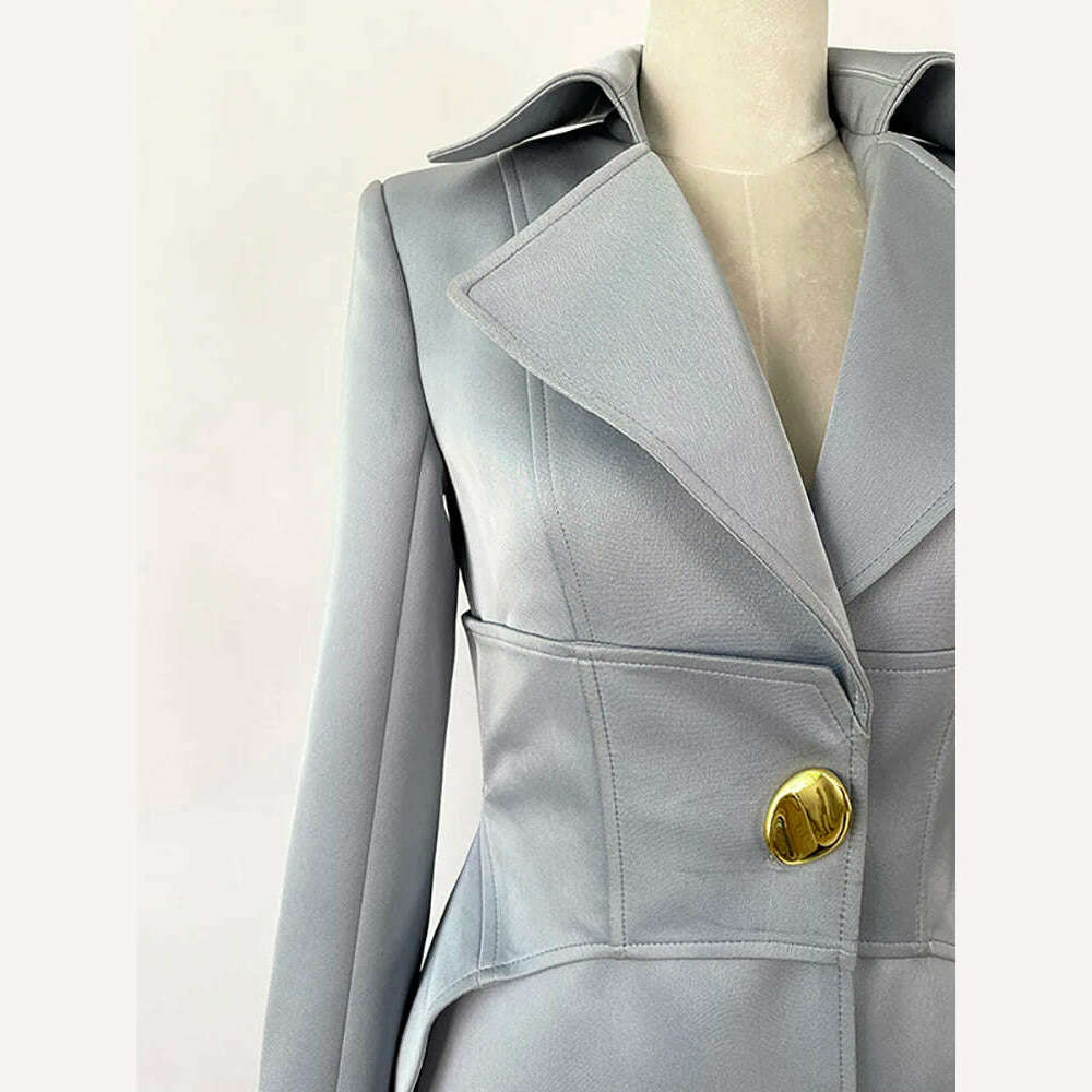 KIMLUD, DEAT Elegant Trench Coat Girdle Notched Long Sleeves Single Breastd Slim Mid-calf Women's Windbreaker Spring 2024 New 13DB3388, KIMLUD Womens Clothes