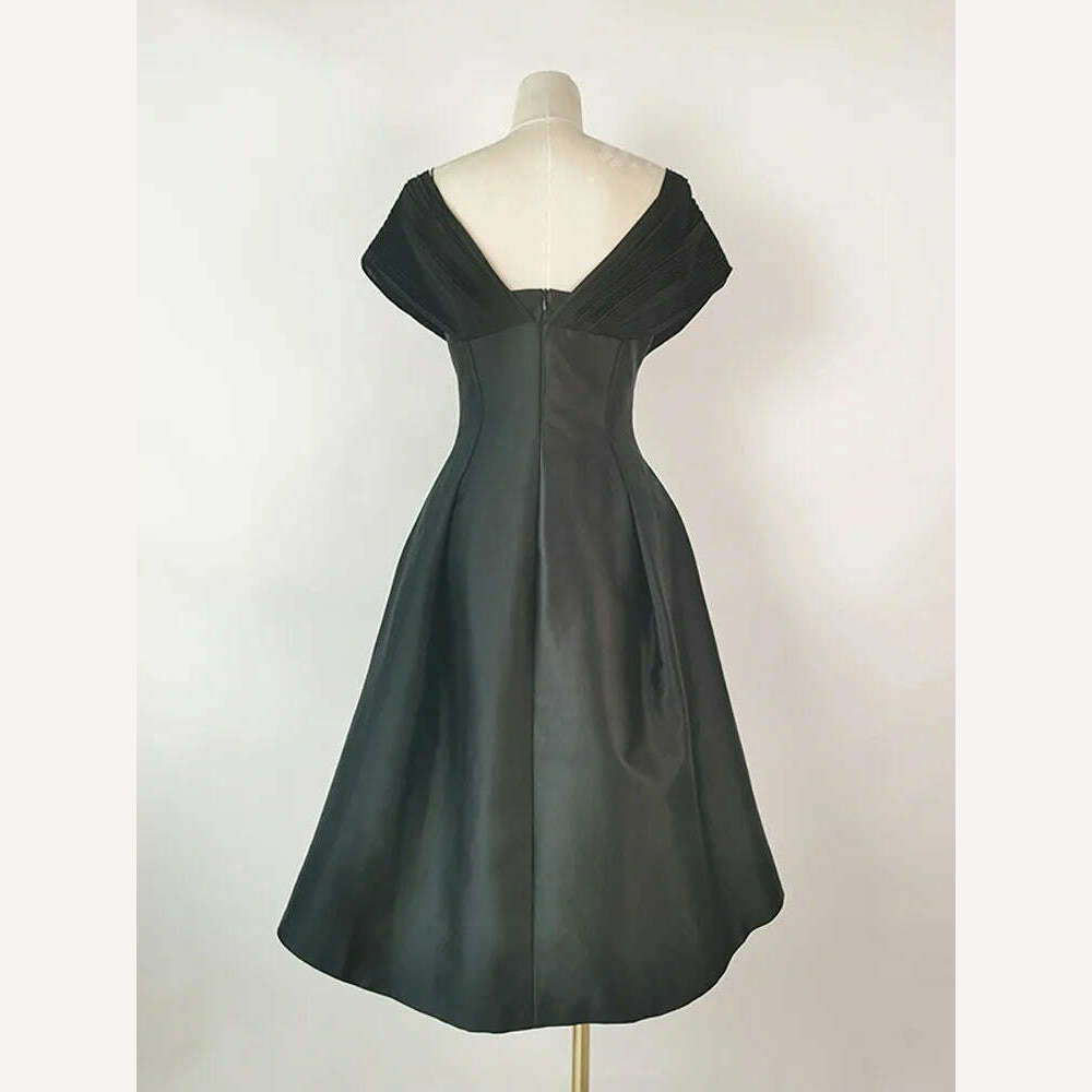 KIMLUD, DEAT Evening Dress V-neck Backless Pleated High Waist Solid Color Elegant Women's Party Dress 2024 Spring New Fashion 13DB2496, KIMLUD Womens Clothes