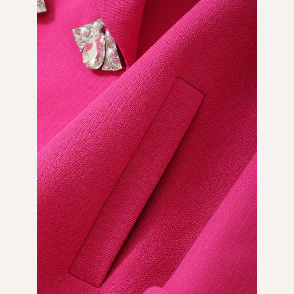 KIMLUD, DEAT Fashion Women Blazer Shawl Collar Long Sleeves Pocket Diamond Button Loose Solid Color Suit Jackets Autumn 2024 New 17A9554, KIMLUD Womens Clothes
