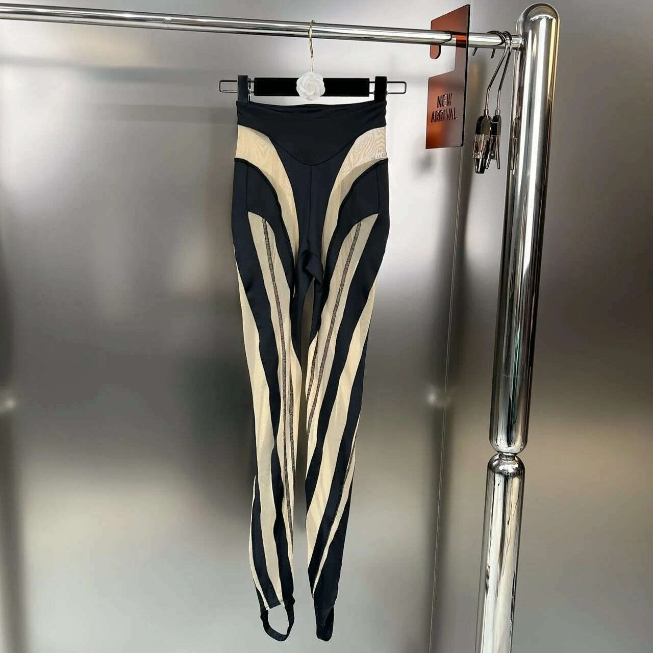 KIMLUD, DEAT Fashion Women‘s High Waist Elastic Leggings Vertical Stripes Patchwork Gauze Trousers Female Summer 2024 New Tide WW969, KIMLUD Womens Clothes