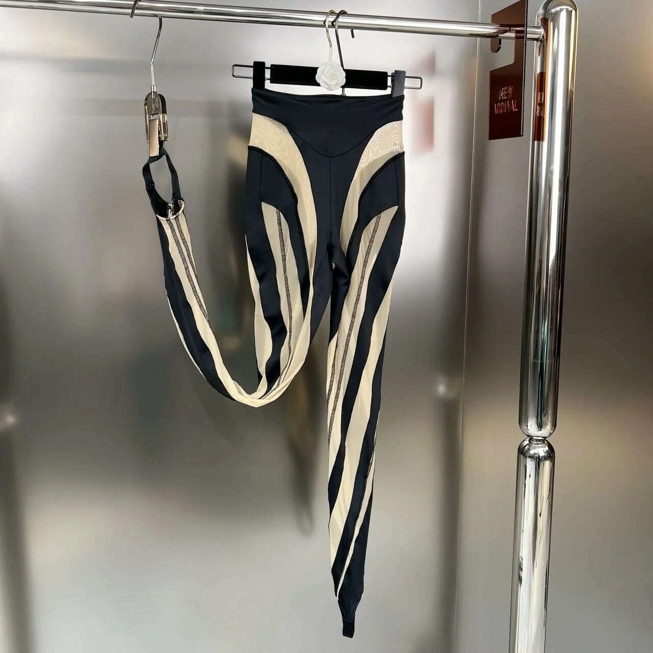 KIMLUD, DEAT Fashion Women‘s High Waist Elastic Leggings Vertical Stripes Patchwork Gauze Trousers Female Summer 2024 New Tide WW969, KIMLUD Womens Clothes