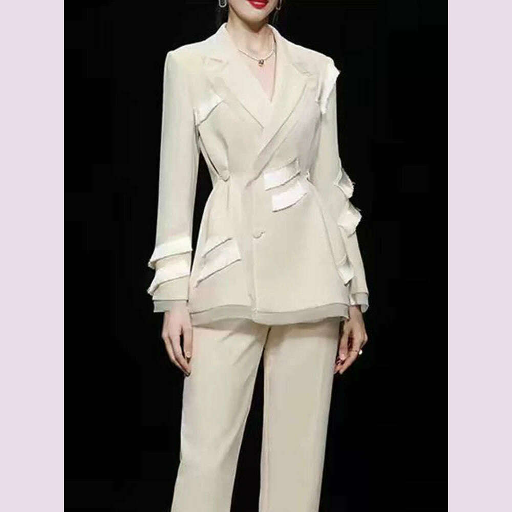 DEAT Fashion Women's Blazer Notched Single Breasted Tassel Waist Retraction Designer Suit Jackets Summer 2024 New Tide 1DH5939 - KIMLUD