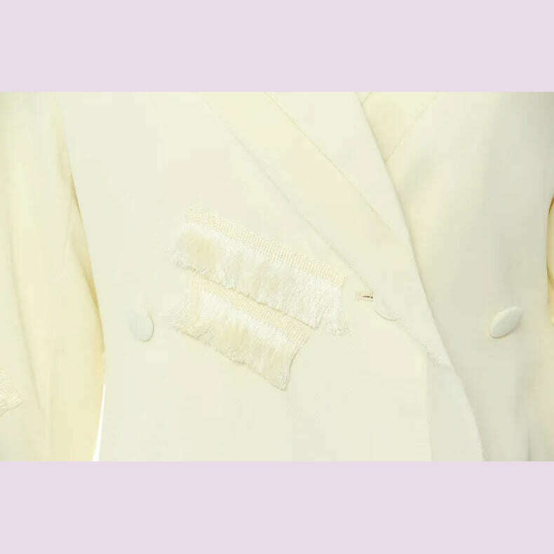 DEAT Fashion Women's Blazer Notched Single Breasted Tassel Waist Retraction Designer Suit Jackets Summer 2024 New Tide 1DH5939 - KIMLUD