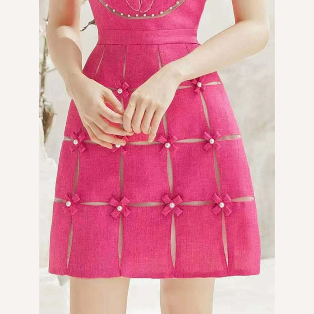 KIMLUD, DEAT Sweet Dress Round Collar Short Sleeves Bows Embroidery Decorate Zipper Short Women Dresses Spring 2024 New Fashion 13DB2799, KIMLUD Womens Clothes