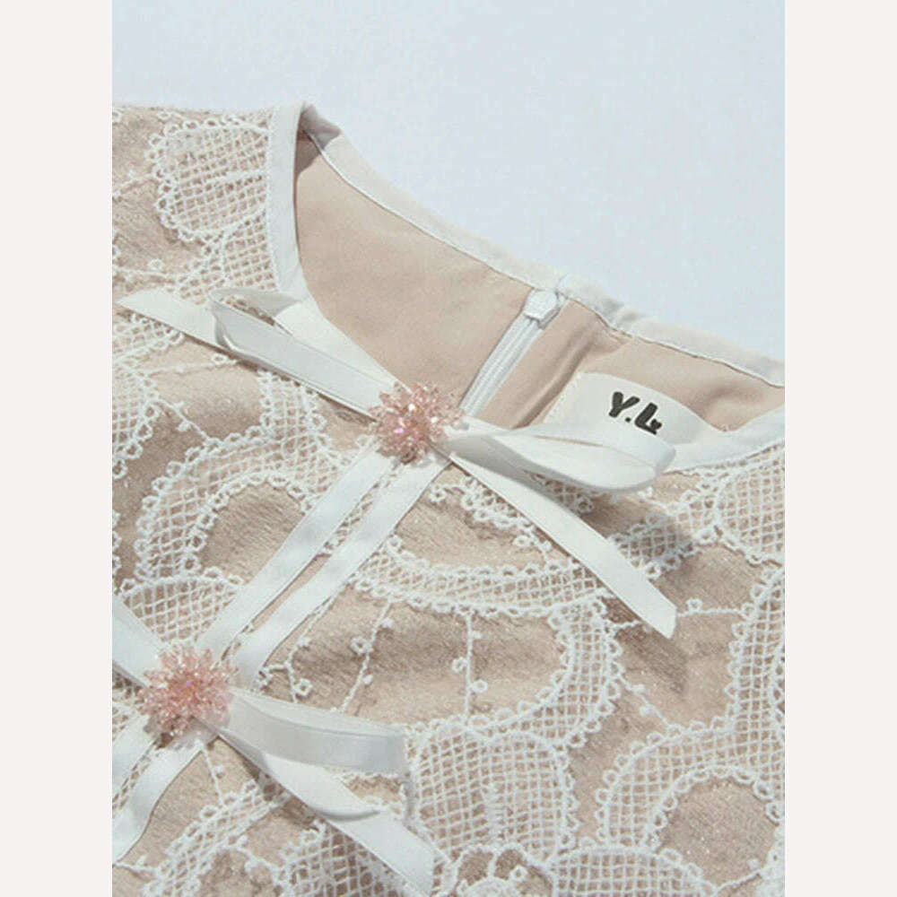 KIMLUD, DEAT Women's Fashion Casual Dress Lace Up Diamond Embroider Single Breasted Waist Long Sleeve Dresses Summer 2024 New 13DB7070, KIMLUD Womens Clothes