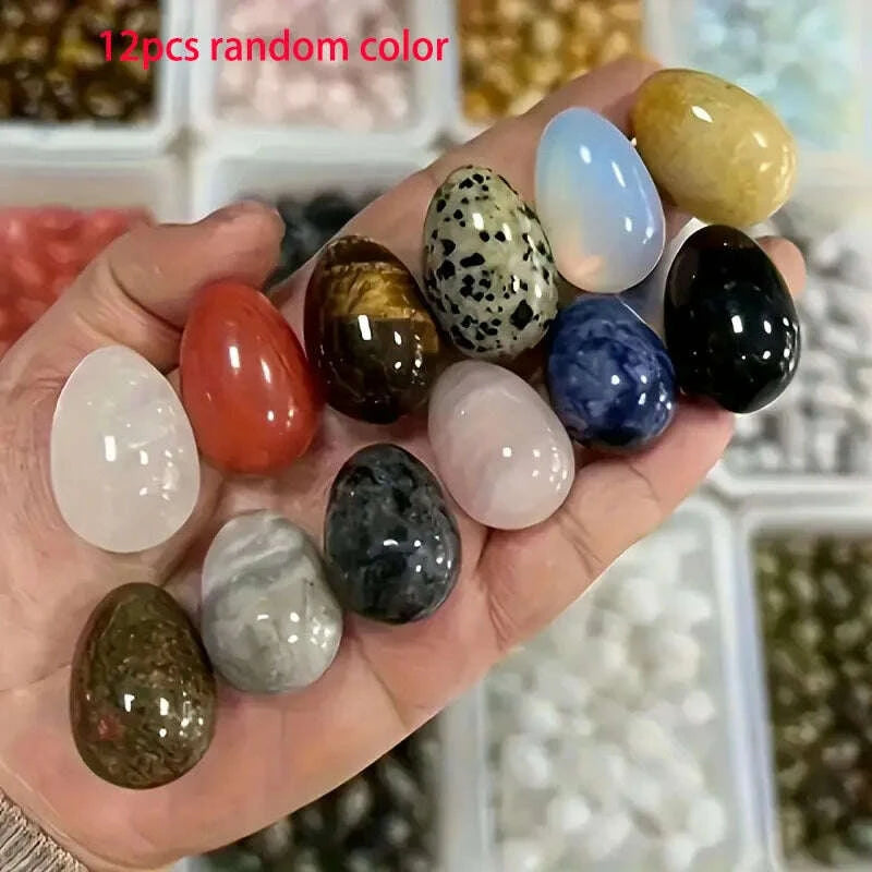 Decorative Stone Egg Set 12-Piece Crystal Clear | KIMLUD