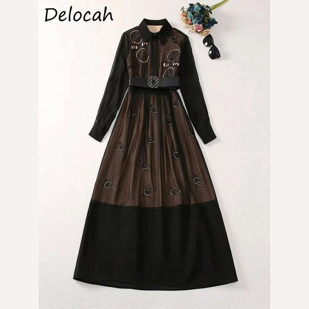 KIMLUD, Delocah High Quality Autumn Women Fashion Runway A-Line Dress Lantern Long Sleeve Belt Hollow Out Solid Color Print Long Dresses, KIMLUD Womens ClothesKIMLUD, Delocah High Quality Autumn Women Fashion Runway A-Line Dress Lantern Long Sleeve Belt Hollow Out Solid Color Print Long Dresses, MULTI / S / CHINA, KIMLUD APPAREL - Womens Clothes