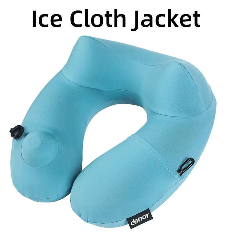 KIMLUD, DENOR Press-inflatable neck U-shaped pillow soft and comfortable crystal velvet ergonomic cervical pillow portable travel pillow, ice-cream jacket 1 / 31X30X12cm / CHINA, KIMLUD APPAREL - Womens Clothes