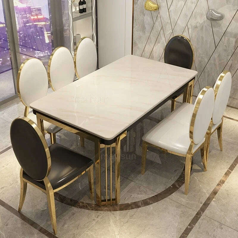 KIMLUD, Designer Nordic Versatile Luxury Dinning Table New Modern Rectangular Dining Table Reception Mesas De Jantar Salon Furniture, KIMLUD Womens Clothes