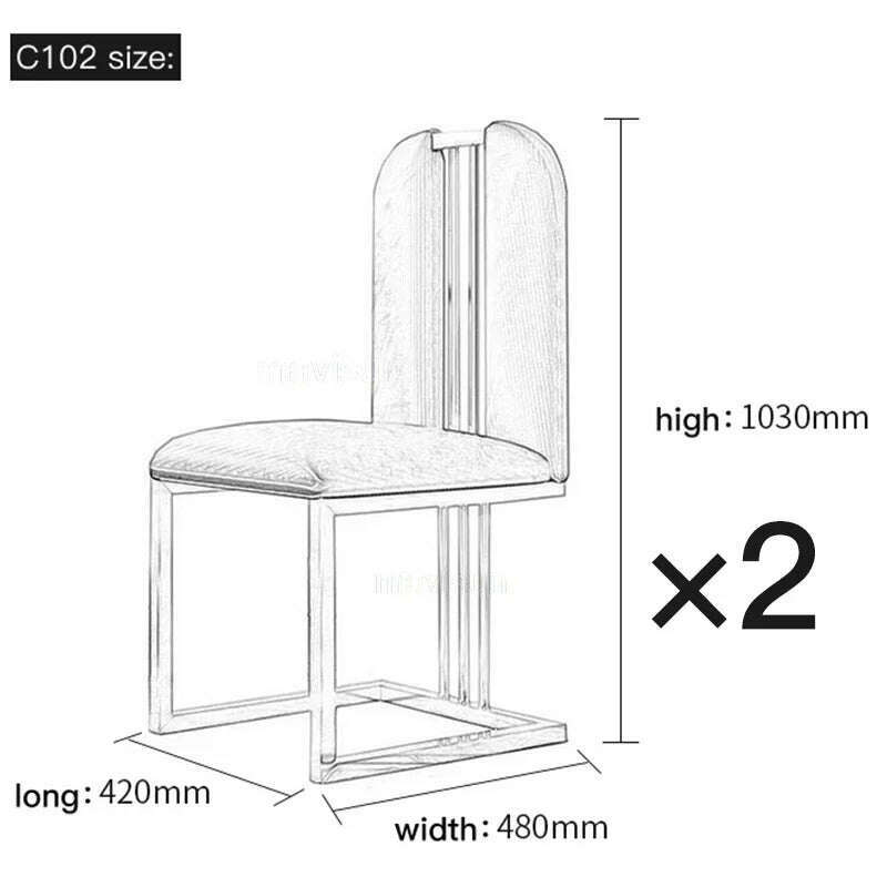 KIMLUD, Designer Nordic Versatile Luxury Dinning Table New Modern Rectangular Dining Table Reception Mesas De Jantar Salon Furniture, chair 2, KIMLUD APPAREL - Womens Clothes