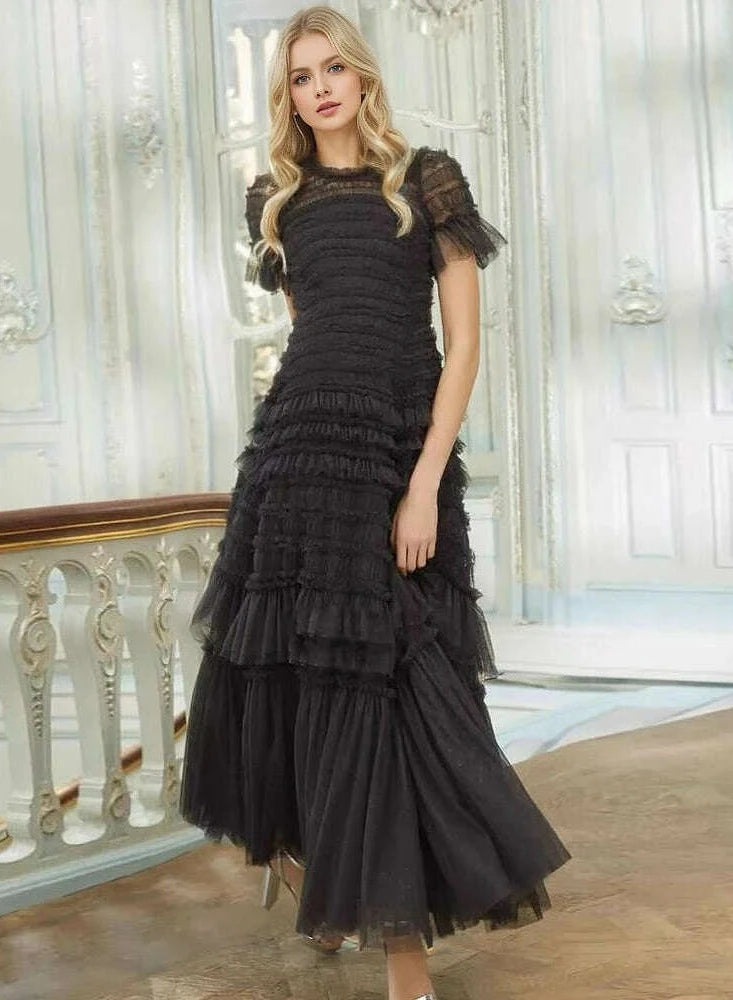 KIMLUD, Designer Summer New Women's Elegant Party Dress High Quality Black Evening Long Dress Formal Occasion Casual Fashion Bohemian, KIMLUD Womens ClothesKIMLUD, Designer Summer New Women's Elegant Party Dress High Quality Black Evening Long Dress Formal Occasion Casual Fashion Bohemian, black / S, KIMLUD APPAREL - Womens Clothes
