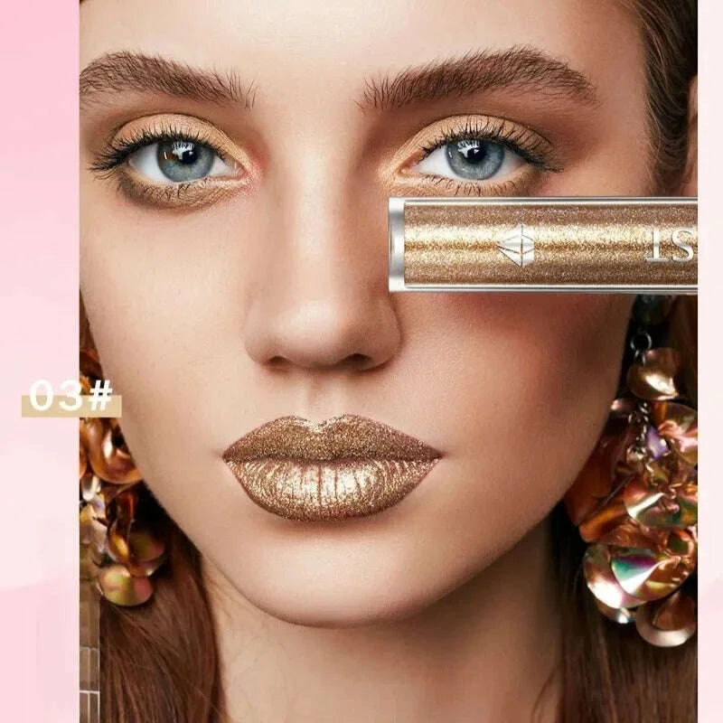 Diamond Liquid Lipstick Moisturizing Long-Lasting Makeup Mirror Gloss Sparkling Pink Lip Glaze Non Stick Cup Lip Gloss Cosmetics