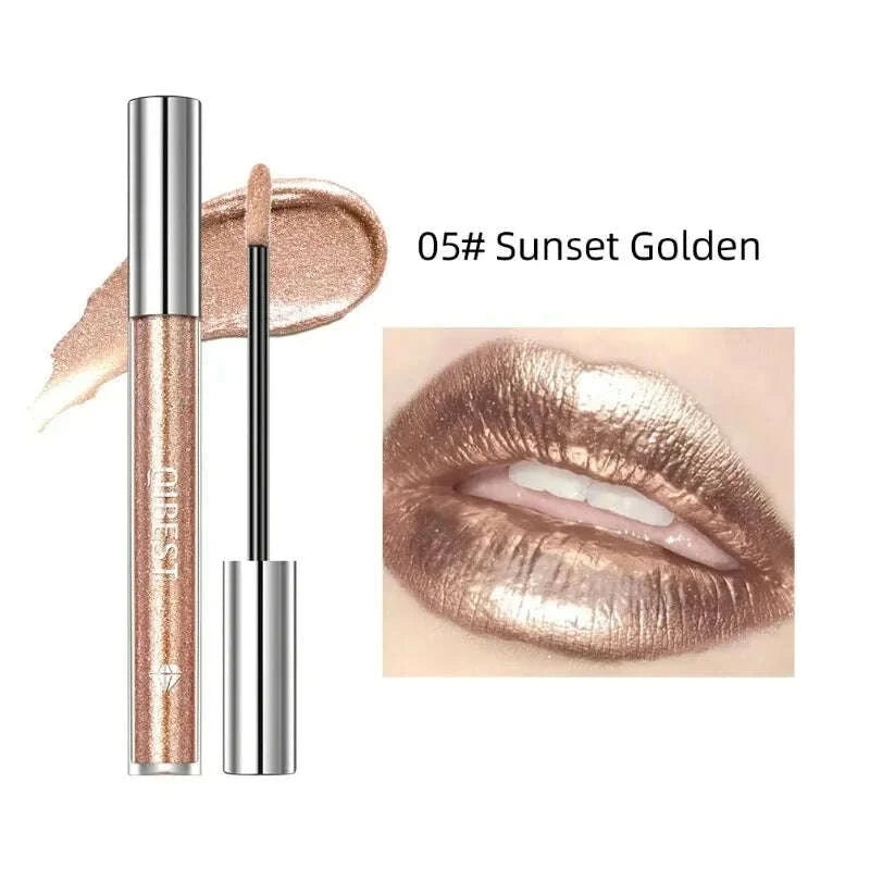Diamond Liquid Lipstick Moisturizing Long-Lasting Makeup Mirror Gloss Sparkling Pink Lip Glaze Non Stick Cup Lip Gloss Cosmetics