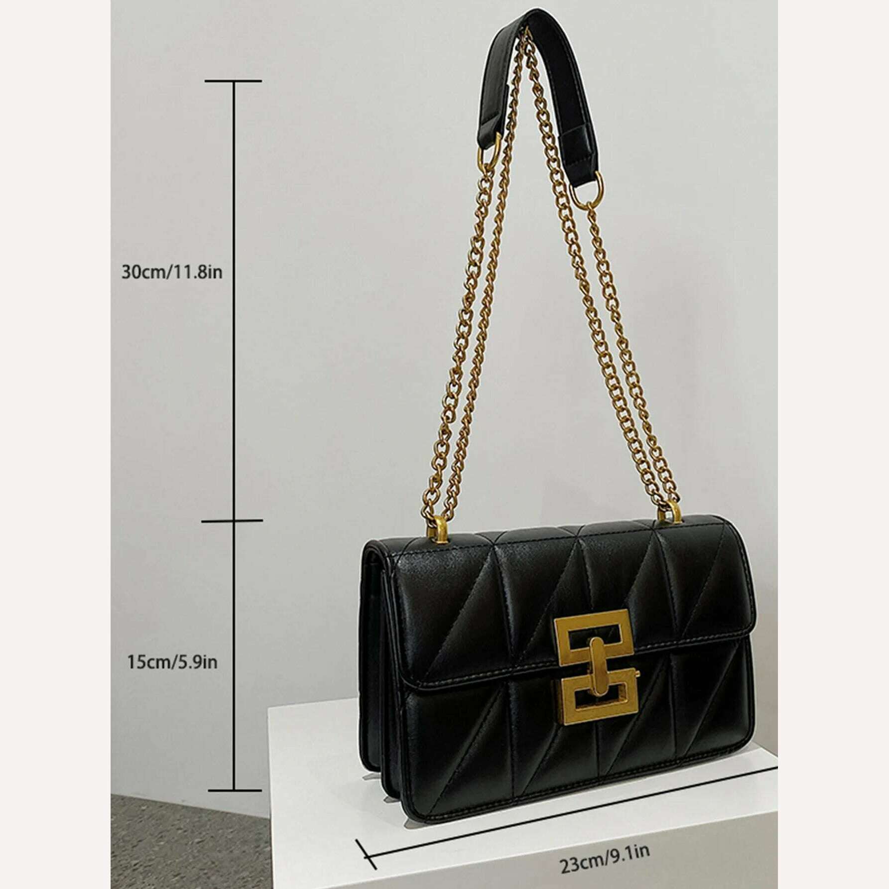 Diamond-Shaped Embossed Fashion Chain For Female Commuters With One Shoulder Messenger Bag - KIMLUD