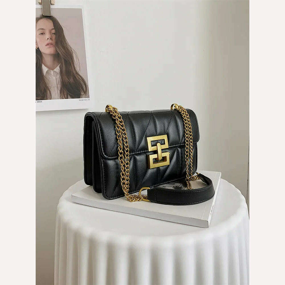 Diamond-Shaped Embossed Fashion Chain For Female Commuters With One Shoulder Messenger Bag - KIMLUD