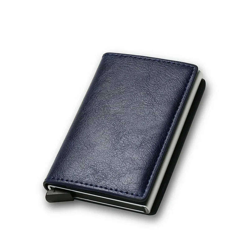 KIMLUD, DIENQI Carbon Rfid Wallet Male Money Card Holder Pocket Mini Slim Wallet Women Men Smart Purses Automatic Pop Up Valet Walet, Blue 1, KIMLUD APPAREL - Womens Clothes