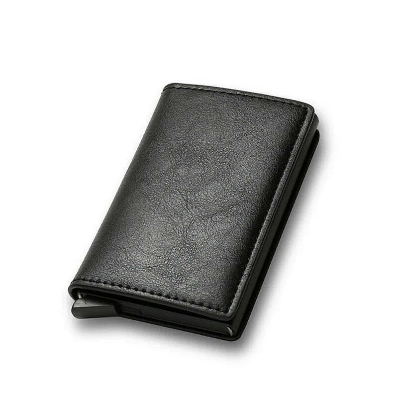 KIMLUD, DIENQI Carbon Rfid Wallet Male Money Card Holder Pocket Mini Slim Wallet Women Men Smart Purses Automatic Pop Up Valet Walet, Black 1, KIMLUD APPAREL - Womens Clothes